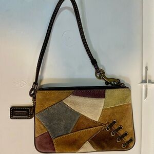 Coach suede patchwork wristlet